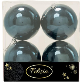 Set 4 Sfere di Natale in Plastica Lucide Ø 10Cm – Vari Colori - Blu Navy