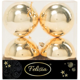 Set 4 Sfere di Natale in Plastica Lucide Ø 10Cm – Vari Colori - Oro