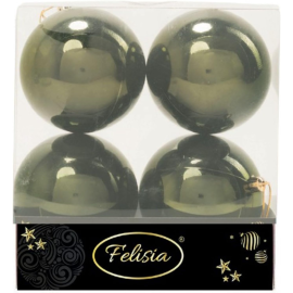 Set 4 Sfere di Natale in Plastica Lucide Ø 10Cm – Vari Colori - Verde Albero