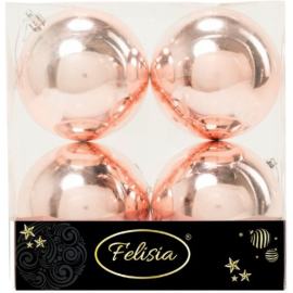 Set 4 Sfere di Natale in Plastica Lucide Ø 10Cm – Vari Colori - Rosa