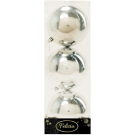 Set 3 Sfere in Plastica Lucide Ø 12Cm - Vari Colori - Argento