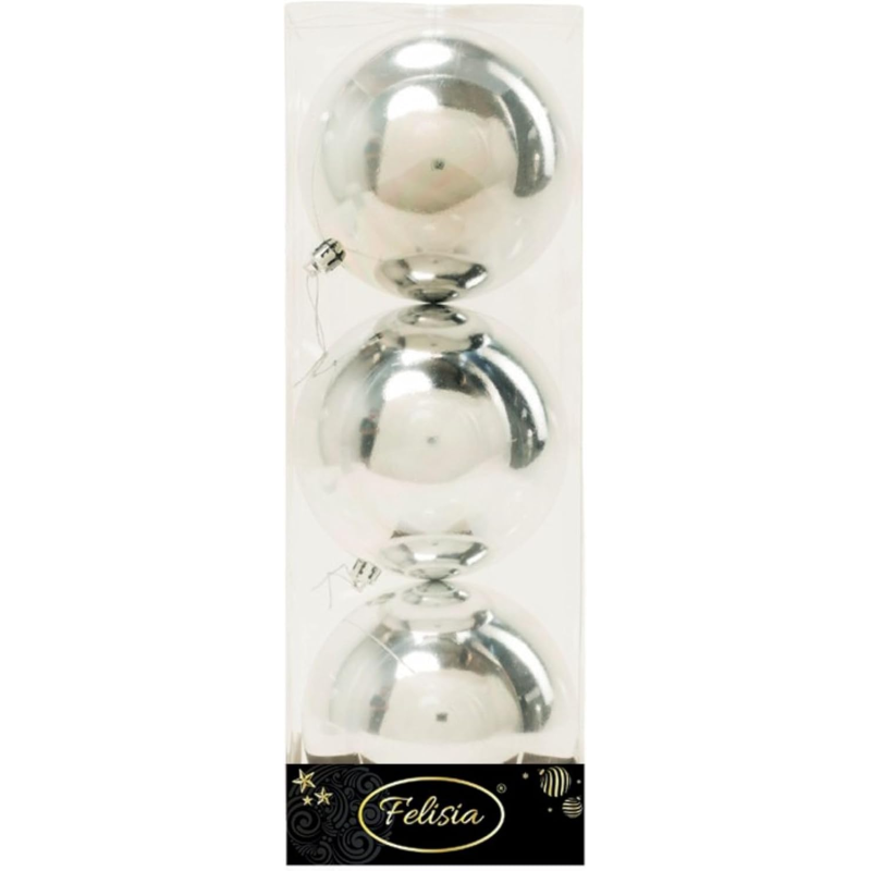 Set 3 Sfere in Plastica Lucide Ø 12Cm - Vari Colori - Argento