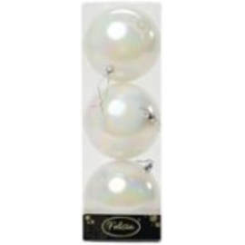 Set 3 Sfere in Plastica Lucide Ø 12Cm - Vari Colori - Bianco Iridescente