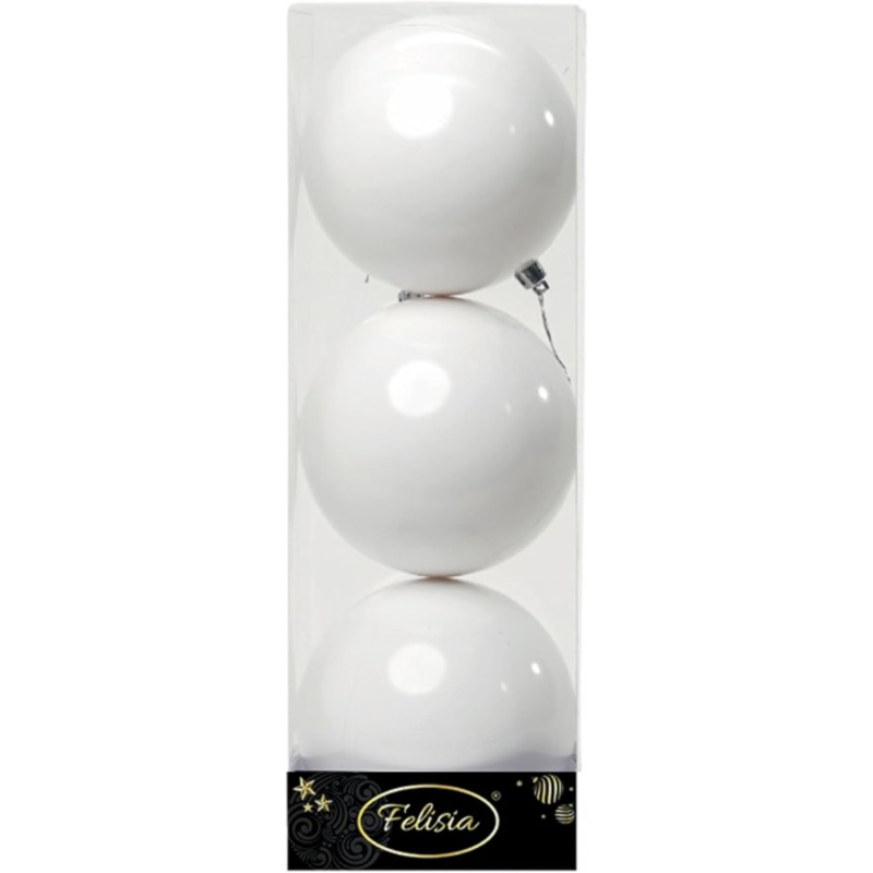 Set 3 Sfere in Plastica Lucide Ø 12Cm - Vari Colori - Bianco
