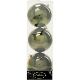 Set 3 Sfere in Plastica Lucide Ø 12Cm - Vari Colori - Verde Albero