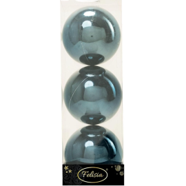 Set 3 Sfere in Plastica Lucide Ø 12Cm - Vari Colori - Blu Navy