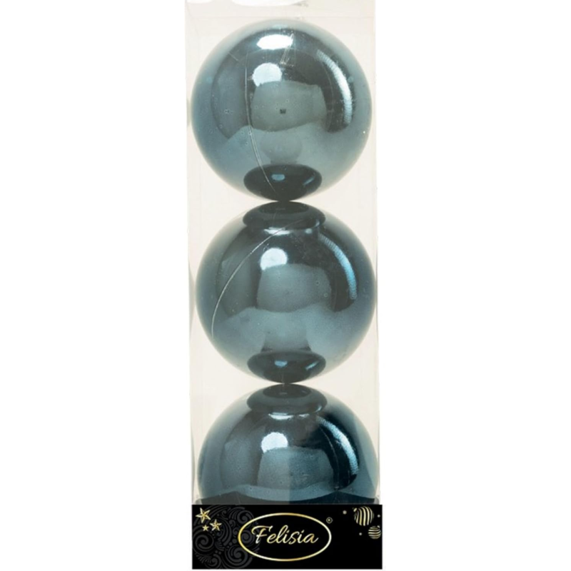 Set 3 Sfere in Plastica Lucide Ø 12Cm - Vari Colori - Blu Navy