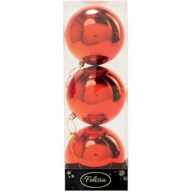 Set 3 Sfere in Plastica Lucide Ø 12Cm - Vari Colori - Rosso