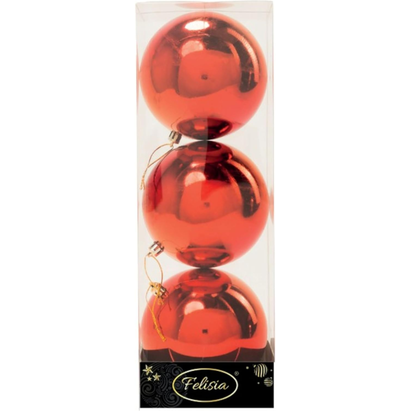 Set 3 Sfere in Plastica Lucide Ø 12Cm - Vari Colori - Rosso