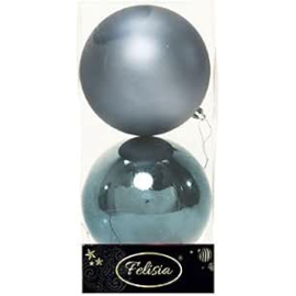 Set di 2 Sfere di Natale in Plastica Ø 12 cm - Finitura Lucida + Opaca - Blu Navy