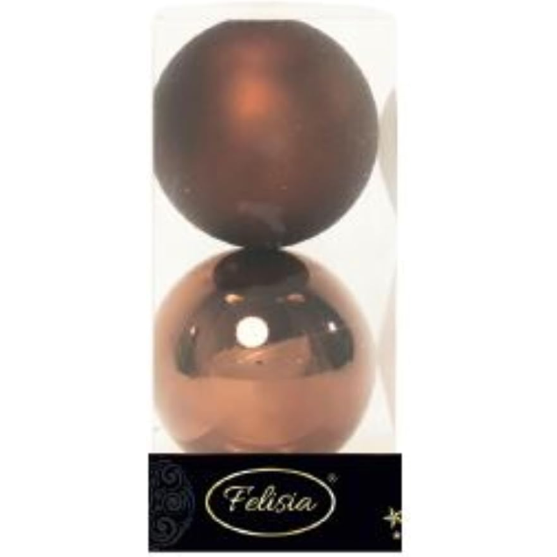 Set di 2 Sfere di Natale in Plastica Ø 12 cm - Finitura Lucida + Opaca - Brown Coffee