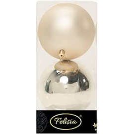 Set di 2 Sfere di Natale in Plastica Ø 12 cm - Finitura Lucida + Opaca - Champagne