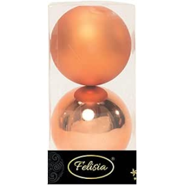Set di 2 Sfere di Natale in Plastica Ø 12 cm - Finitura Lucida + Opaca - Copper