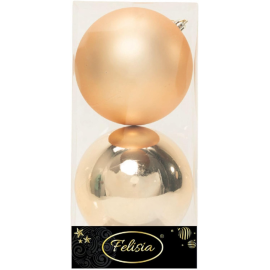 Set di 2 Sfere di Natale in Plastica Ø 12 cm - Finitura Lucida + Opaca - Oro