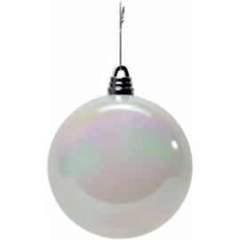 Sfera Natalizia in Plastica Lucida Ø 15Cm – Disponibile in Varie Colorazioni - Bianco Iridescente