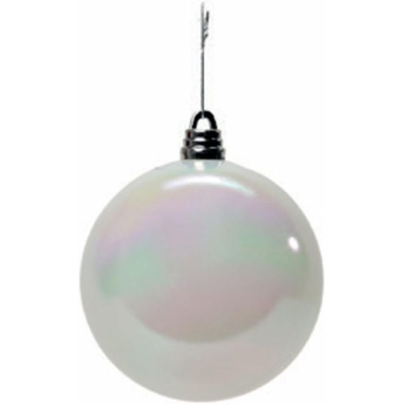 Sfera Natalizia in Plastica Lucida Ø 15Cm – Disponibile in Varie Colorazioni - Bianco Iridescente