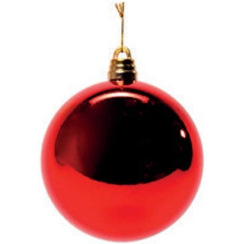 Sfera Natalizia in Plastica Lucida Ø 20Cm – Disponibile in Varie Colorazioni - Rosso