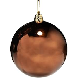 Sfera Natalizia in Plastica Lucida Ø 20Cm – Disponibile in Varie Colorazioni - Brown Coffee