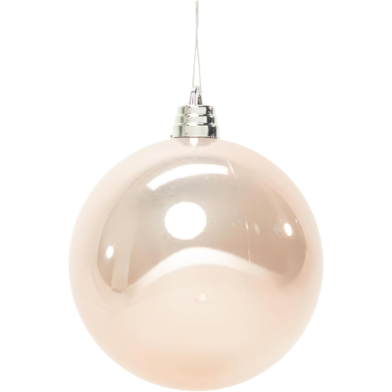 Sfera Natalizia in Plastica Lucida Ø 20Cm – Disponibile in Varie Colorazioni - Cipria
