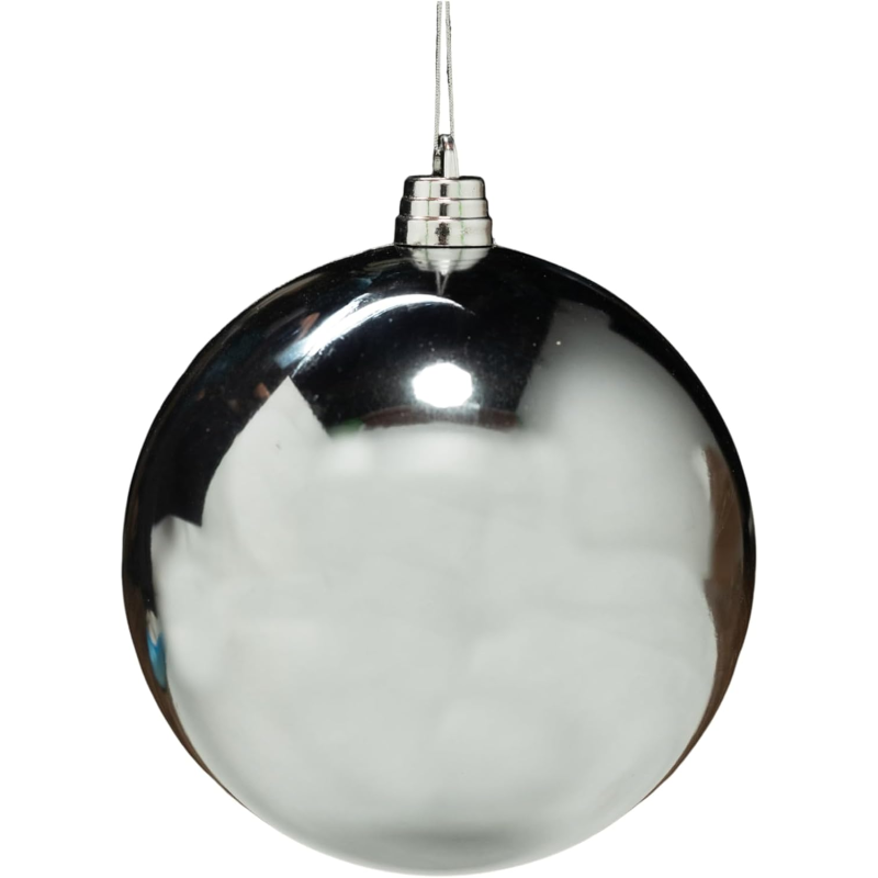 Sfera Natalizia in Plastica Lucida Ø 20Cm – Disponibile in Varie Colorazioni - Light Grey