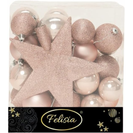 Christmas Box 31 Pezzi - Sfere di Natale in Plastica Assortite - Cipria