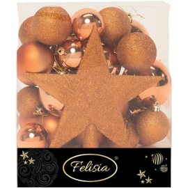 Christmas Box 31 Pezzi - Sfere di Natale in Plastica Assortite - Copper