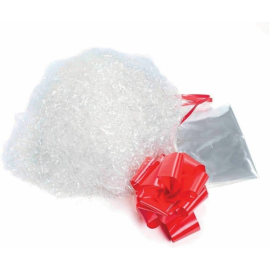 Kit Paglietta Neutra Trasparente 200g con Nastro Rosso – In Busta – Ideale per Confezioni Regalo e Decorazioni