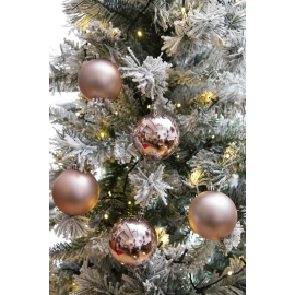 Set 12 Sfere di Natale in Plastica Ø 6Cm - Assortite Lucide e Opache – Vari Colori - Rosa