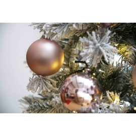 Set 12 Sfere di Natale in Plastica Ø 6Cm - Assortite Lucide e Opache – Vari Colori - Rosa