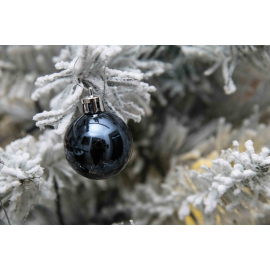 Set 24 Sfere di Natale in Plastica Lucida Ø 4Cm – Vari Colori - Blu Navy Lucido