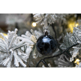 Set 24 Sfere di Natale in Plastica Lucida Ø 4Cm – Vari Colori - Blu Navy Lucido