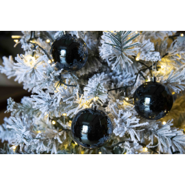 Set 8 Sfere di Natale in Plastica Lucide Ø 8Cm - Vari Colori - Blu Navy