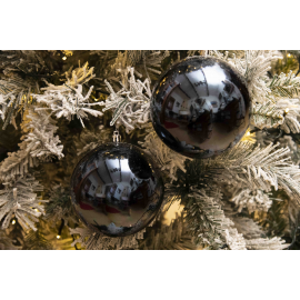 Set 4 Sfere di Natale in Plastica Lucide Ø 10Cm – Vari Colori - Blu Navy