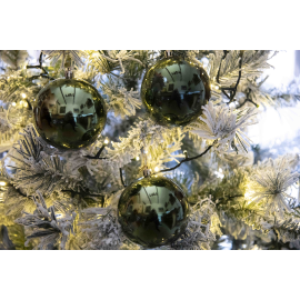 Set 4 Sfere di Natale in Plastica Lucide Ø 10Cm – Vari Colori - Verde Albero