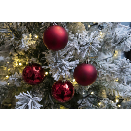 Set 20 Sfere di Natale in Plastica Ø 4Cm – Assortite Lucide e Opache – Vari Colori - Rosso