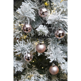 Set 20 Sfere di Natale in Plastica Ø 4Cm – Assortite Lucide e Opache – Vari Colori - Rosa