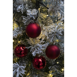 Set 12 Sfere di Natale in Plastica Ø 6Cm - Assortite Lucide e Opache – Vari Colori - Rosso