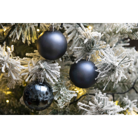 Set 12 Sfere di Natale in Plastica Ø 6Cm - Assortite Lucide e Opache – Vari Colori - Blu Navy