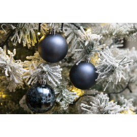 Set 12 Sfere di Natale in Plastica Ø 6Cm - Assortite Lucide e Opache – Vari Colori - Blu Navy