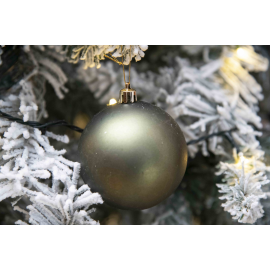 Set 12 Sfere di Natale in Plastica Ø 6Cm - Assortite Lucide e Opache – Vari Colori - Verde Albero