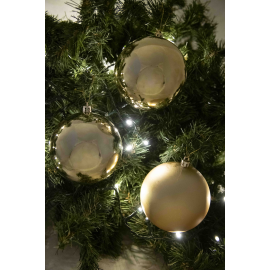 Set 6 Sfere di Natale in Plastica Ø 8Cm – Assortite Lucide e Opache – Vari Colori - Oro