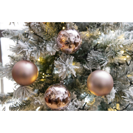 Set 6 Sfere di Natale in Plastica Ø 8Cm – Assortite Lucide e Opache – Vari Colori - Rosa