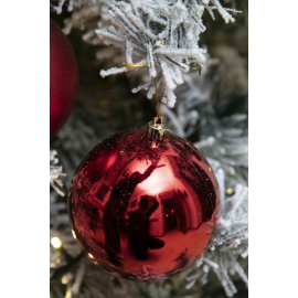 Set 3 Sfere di Natale in Plastica Ø 10Cm – Assortite Lucide e Opache – Vari Colori - Rosso