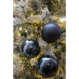 Set 3 Sfere di Natale in Plastica Ø 10Cm – Assortite Lucide e Opache – Vari Colori - Blu Navy
