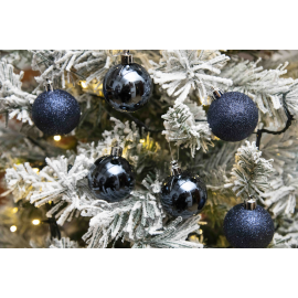 Set 20 Sfere di Natale in Plastica Ø 5Cm - Assortite Lucide e Glitterate – Vari Colori - Blu Navy