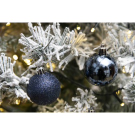 Set 12 Sfere di Natale in Plastica Ø 7Cm - Vari Colori - Blu Navy