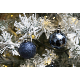 Set 12 Sfere di Natale in Plastica Ø 7Cm - Vari Colori - Blu Navy
