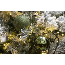 Set 12 Sfere di Natale in Plastica Ø 7Cm - Vari Colori - Verde Albero Lucido