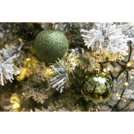 Set 12 Sfere di Natale in Plastica Ø 7Cm - Vari Colori - Verde Albero Lucido