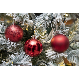 Set di 30 Sfere di Natale in Plastica Ø 6 cm - Finitura Lucida, Opaca e Increspata - Rosso